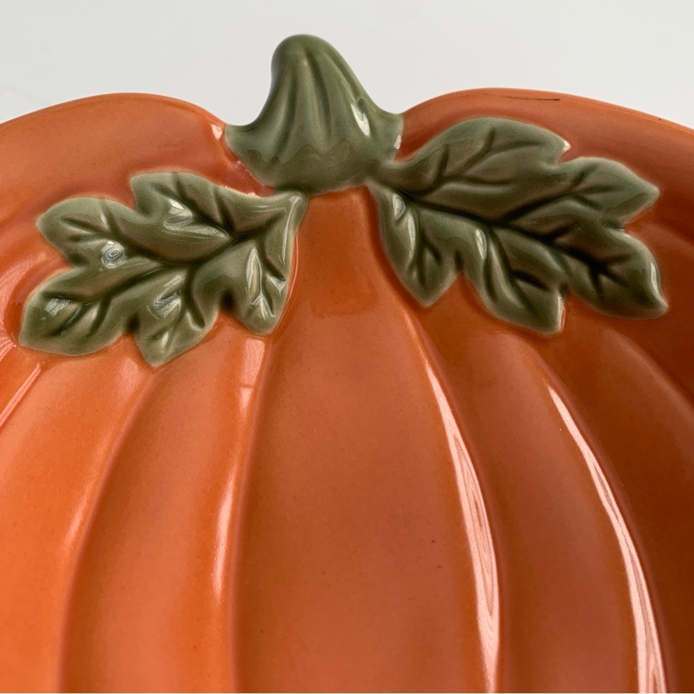 PAMPERED CHEF Ceramic Pumpkin Serving Dish 6” Simple Additions - Picture 4 of 9